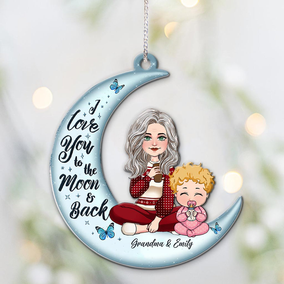 I Love You To The Moon And Back - Personalized Grandma Ornament