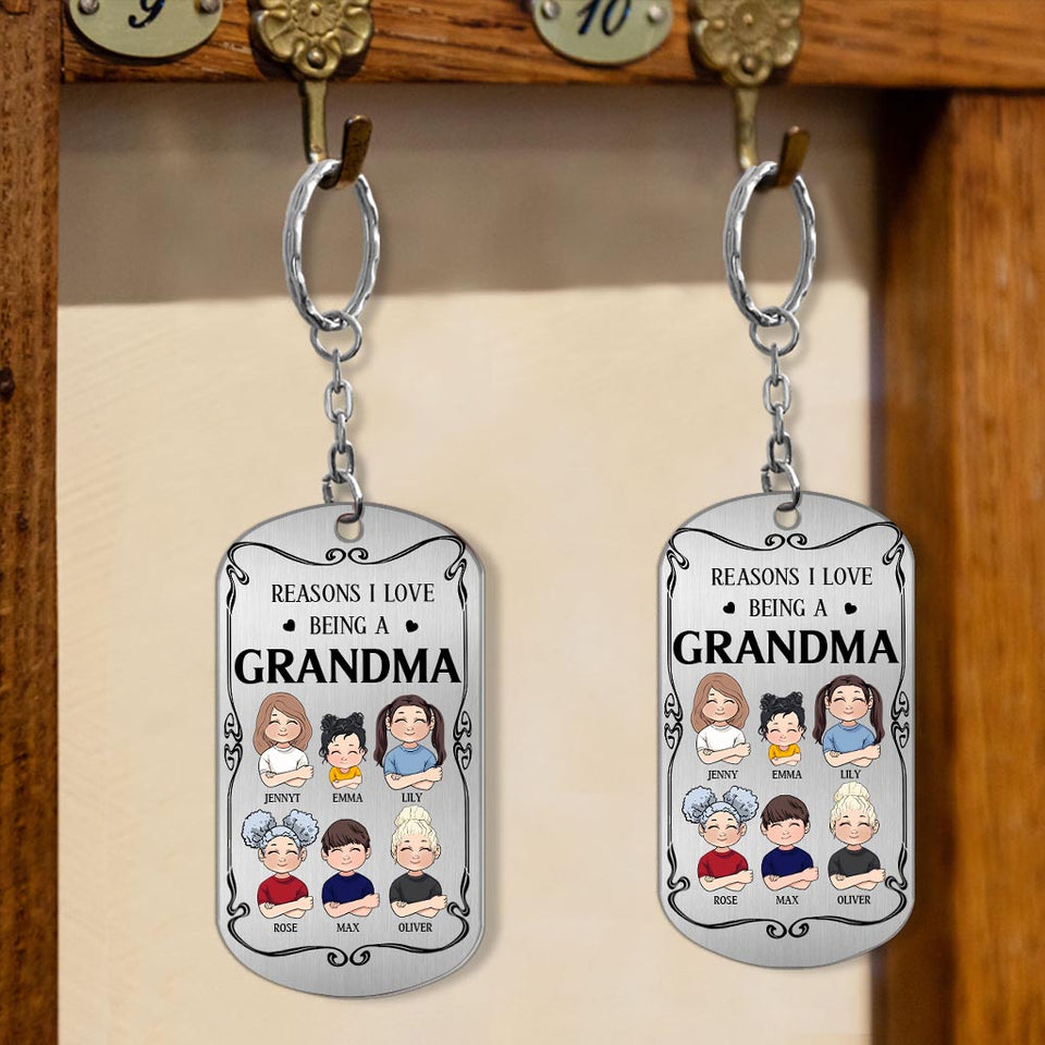 Resons I Love Being A Poppy - Gift for grandpa, grandma, mom, dad, uncle, aunt, brother, sister - Personalized Stainless Steel Keychain