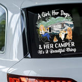 A Girl Her Dog And Her Camper - Personalized Camping Decal Full