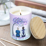 Je porte du turquoise et du violet - Bougie personnalisée de prévention du suicide avec couvercle en bois