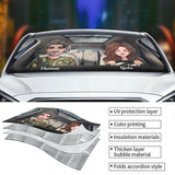 Adventure Awaits - Husband And Wife gift for wife, husband, girlfriend, boyfriend, mom, dad - Personalized Car Sunshade