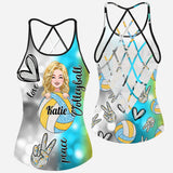 Cool Volleyball Mom - Personalized Volleyball Cross Tank Top