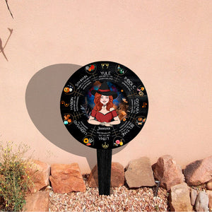 Wheel Of The Year - Personalized Witch Acrylic Garden Sign