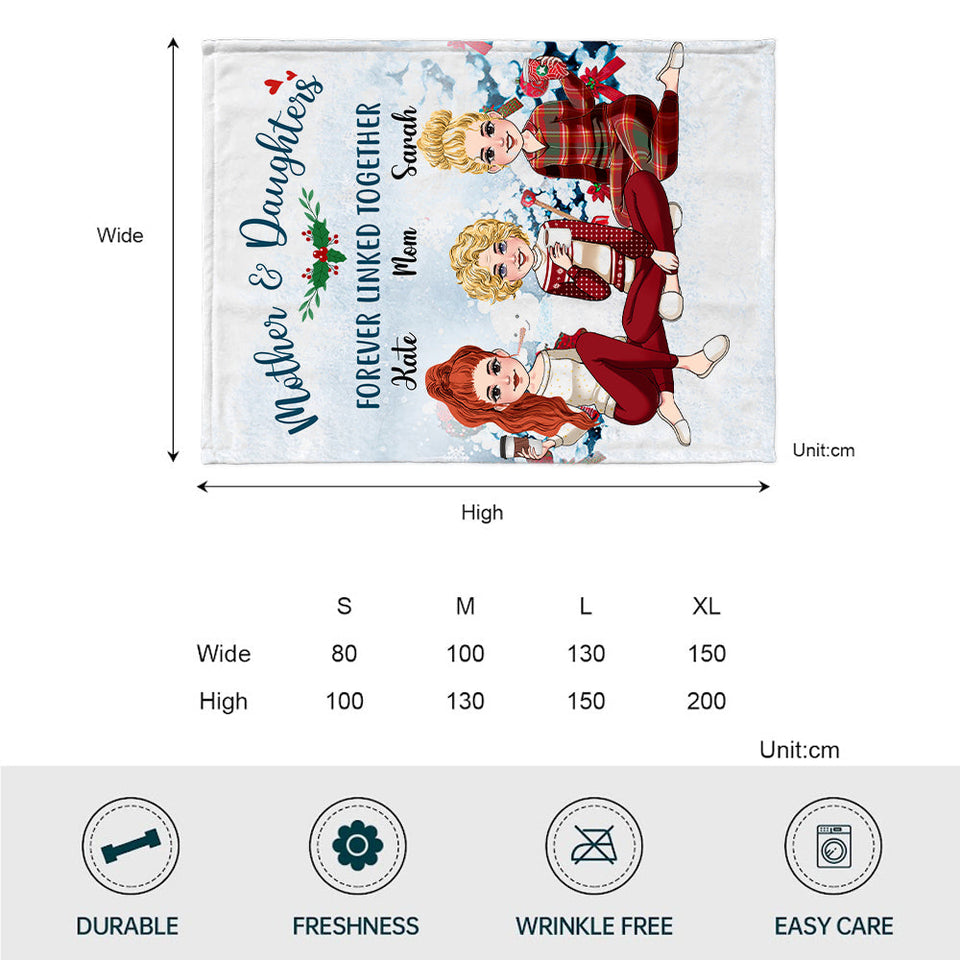 Mother And Daughter Forever Linked Together - Personalized Mother Blanket