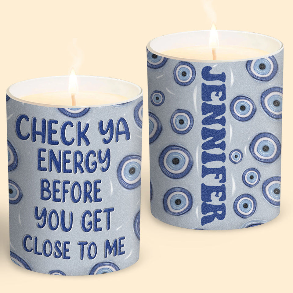 Check Ya Energy - Personalized Witch Candle With Wooden Lid