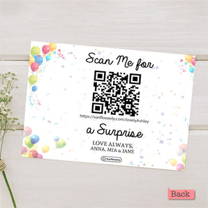 Birthday Balloon With Personlized Portrait - Personalized QR Greeting Card