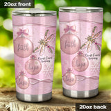 Gobelet isotherme Faith Hope Love - Sensibilisation au cancer du sein avec motif métallique imprimé 0622