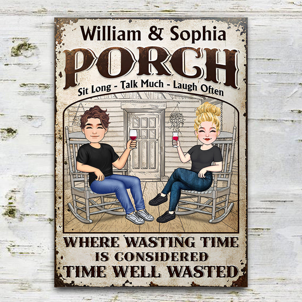 Time Well Wasted - Personalized Backyard Rectangle Metal Sign