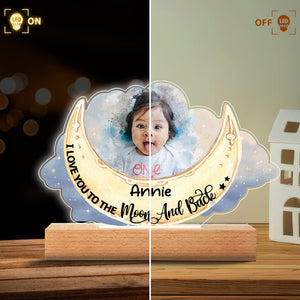 I Love You To The Moon And Back - Personalized Kid Shaped Plaque Light Base