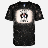 Just A Girl Who Loves Horses - Personalized Horse Bleached T-Shirt