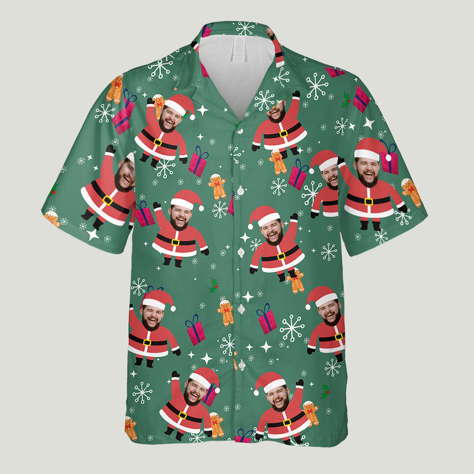 Custom Face Christmas Santa - Personalized Hawaiian Shirt