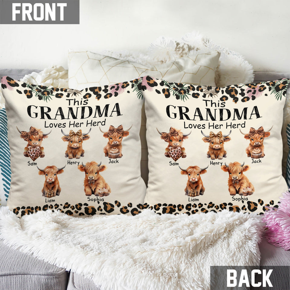 Grandma/ Nana/ Mimi... Loves Her Herd - Personalized Grandma Throw Pillow