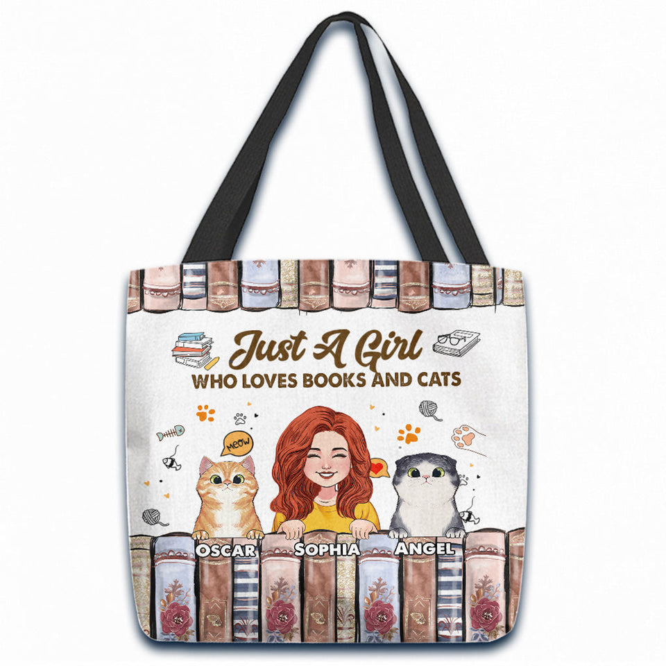 Love Books And Cats - Personalized Book Tote Bag