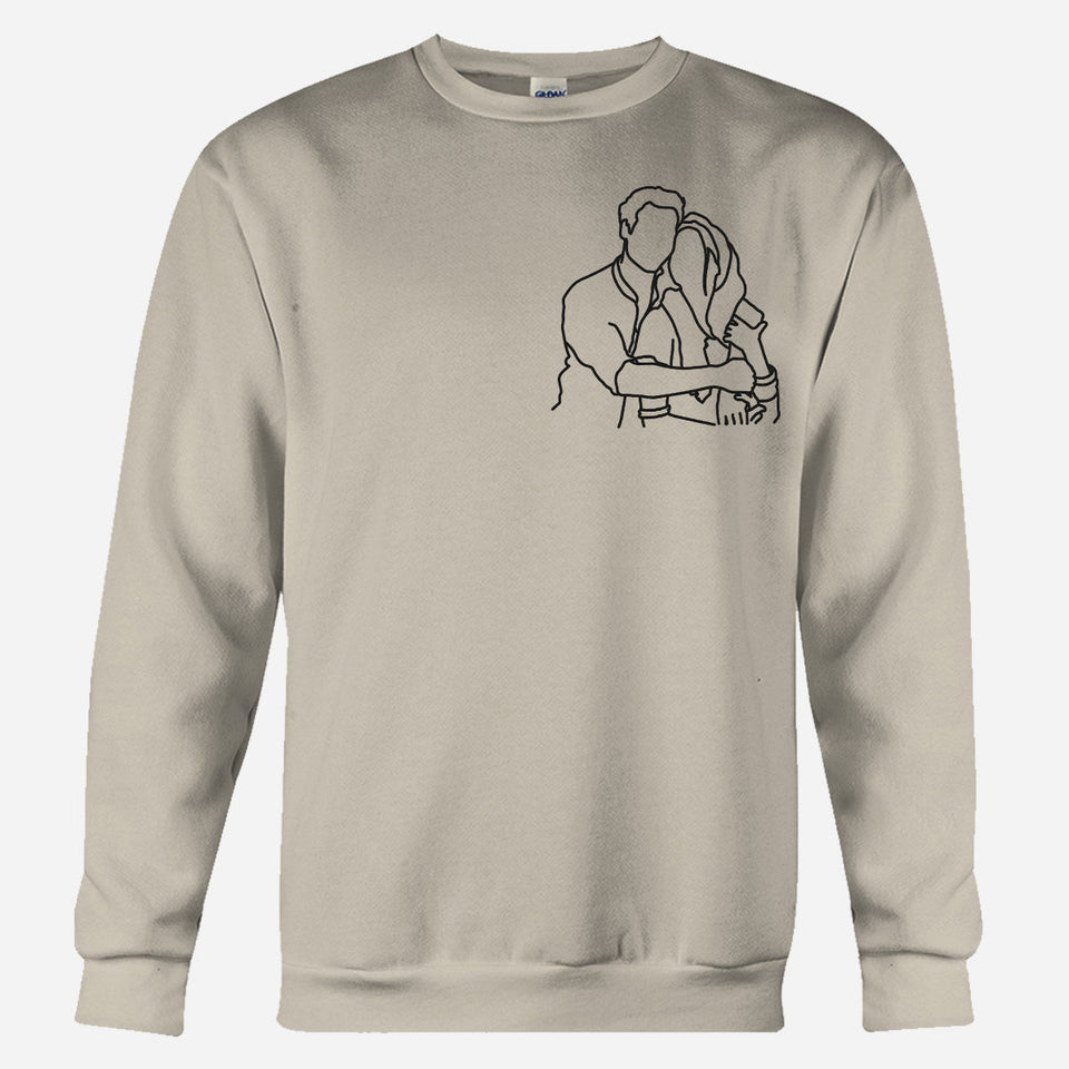 Custom Line Art - Personalized Couple Embroidered Sweater