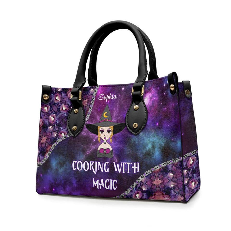 Cooking With Magic - Personalized Witch Leather Handbag