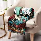 Skull Couple - Personalized Skull Blanket