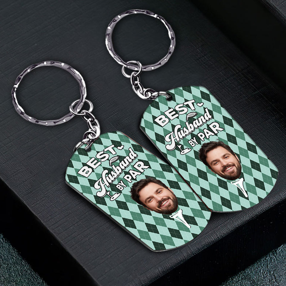 Best Dad By Par - Golf gift for dad, him, boyfriend, husband, grandpa - Personalized Stainless Steel Keychain