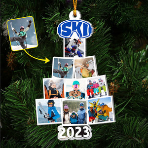 Merry Christmas - Personalized Skiing Transparent Ornament