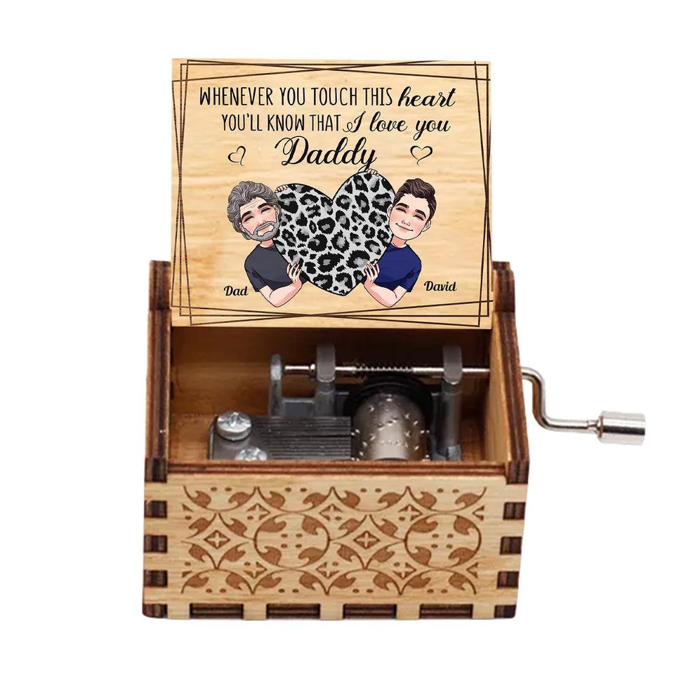Whenever You Touch This Heart - Gift for mom, grandma, grandpa, daughter, son, granddaughter, grandson, wife, husband, dad, aunt, uncle, sister, brother - Personalized Hand Crank Music Box