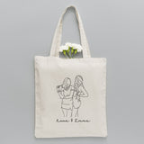Custom Photo Line Art - Personalized granddaughter Embroidered Tote Bag