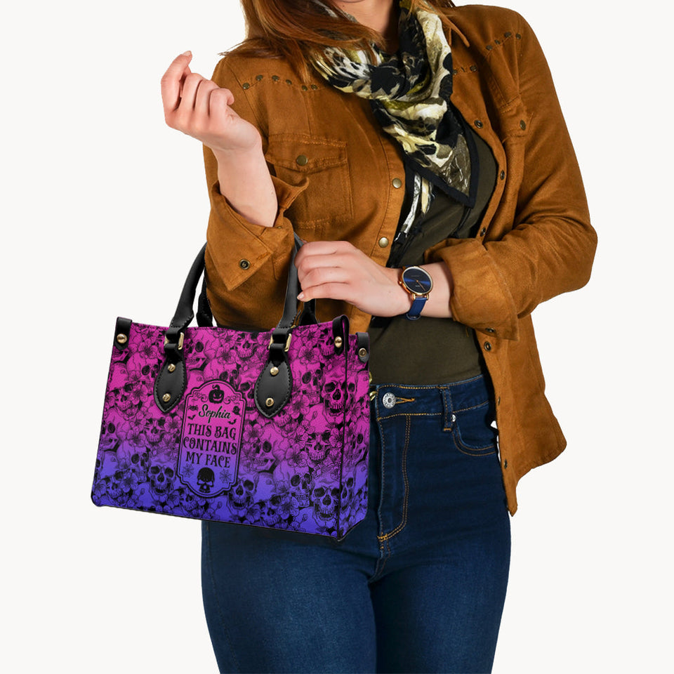 This Bag Contains My Face - Personalized Skull Leather Handbag