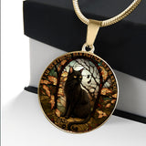 Black Cat - Personalized Black Cat Round Pendant Necklace