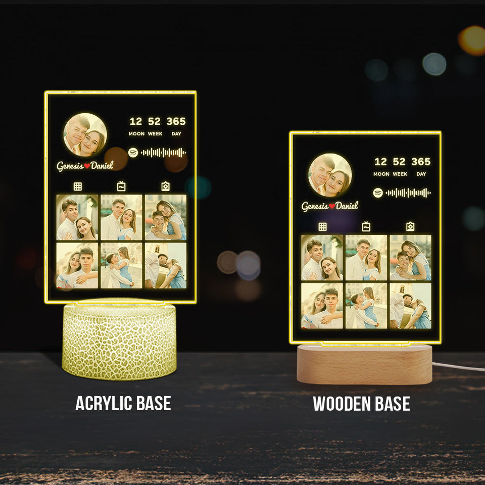 Couple Photo Collection - Personalized Couple Shaped Plaque Light Base