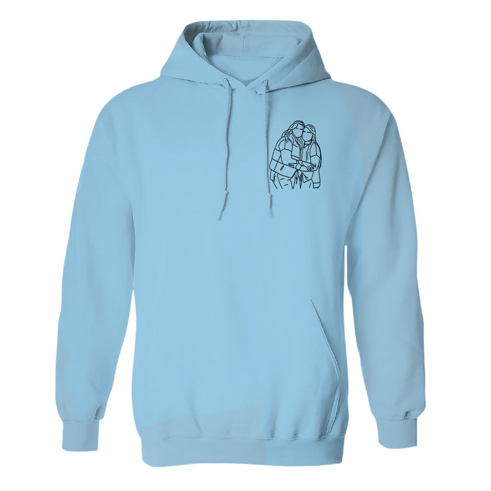 Custom Line Art - Personalized Sibling Embroidered Hoodie