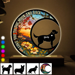 I Love You To The Moon And Back - Gift for dog lovers - Personalized Shaped Plaque Light Base