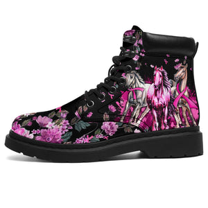 Never Give Up Breast Cancer Awareness All Season Boots 0622