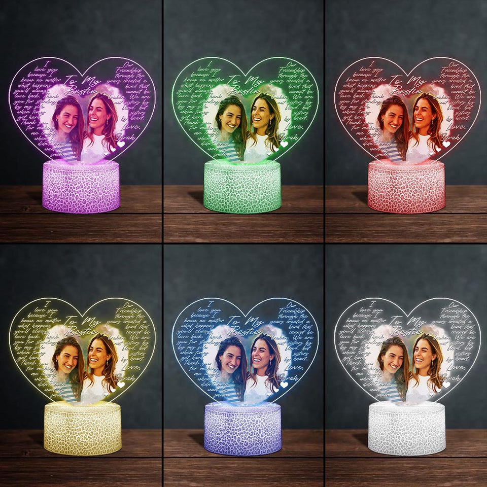 To My Bestie - Personalized Bestie Shaped Plaque Light Base