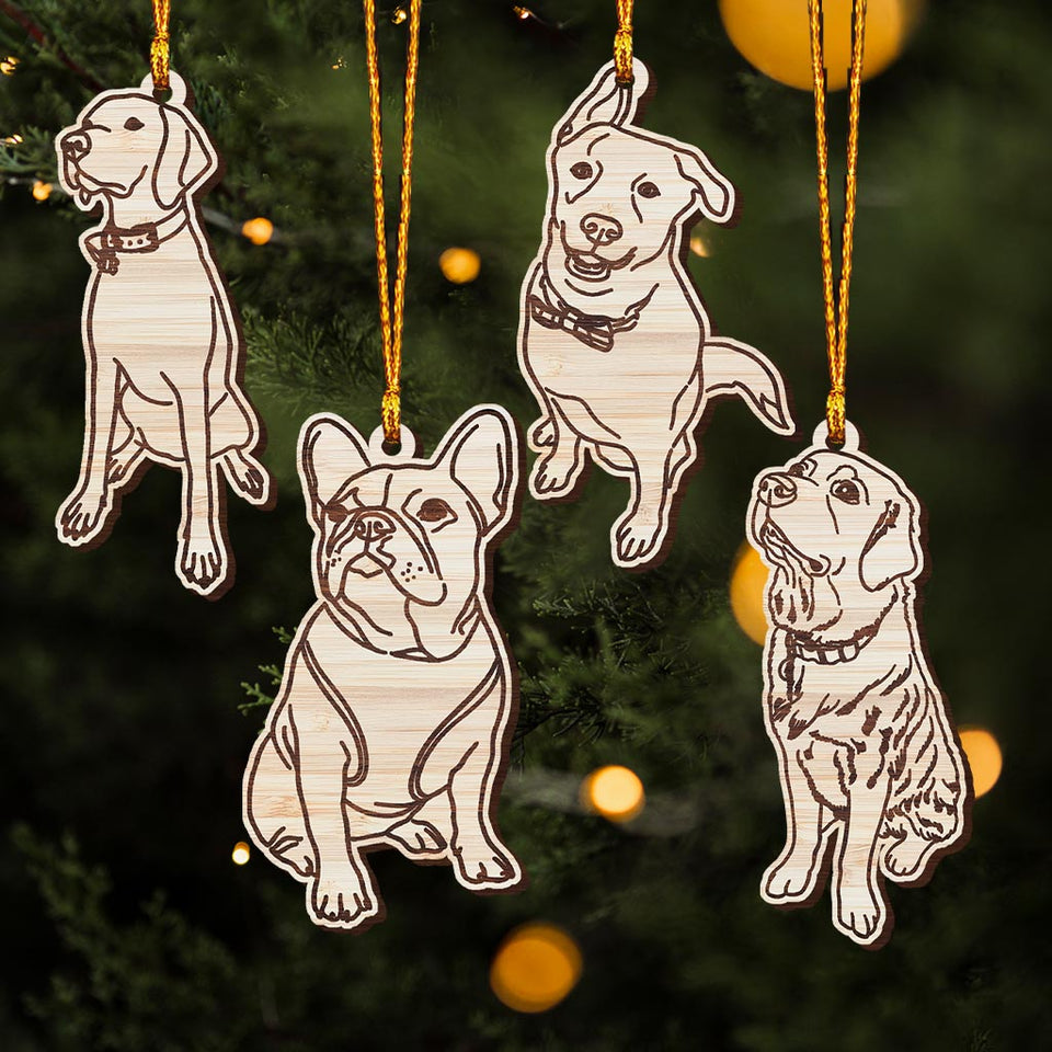 Dog Line Drawing - Personalized Dog Ornament