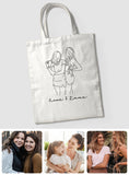 Custom Photo Line Art - Personalized Aunt Embroidered Tote Bag