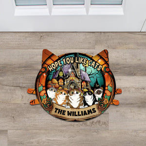 Hope You Like Cats - Personalized Cat Shaped Doormat