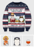 I Need Beer And My Cat - Personalized Cat Ugly Sweater