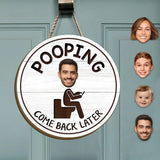 Funny Bathroom Sign - Personalized Couple Interchangeable Wood Sign