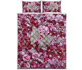 Ensemble de courtepointe à motif de guerrière rose pour la sensibilisation au cancer du sein 0622