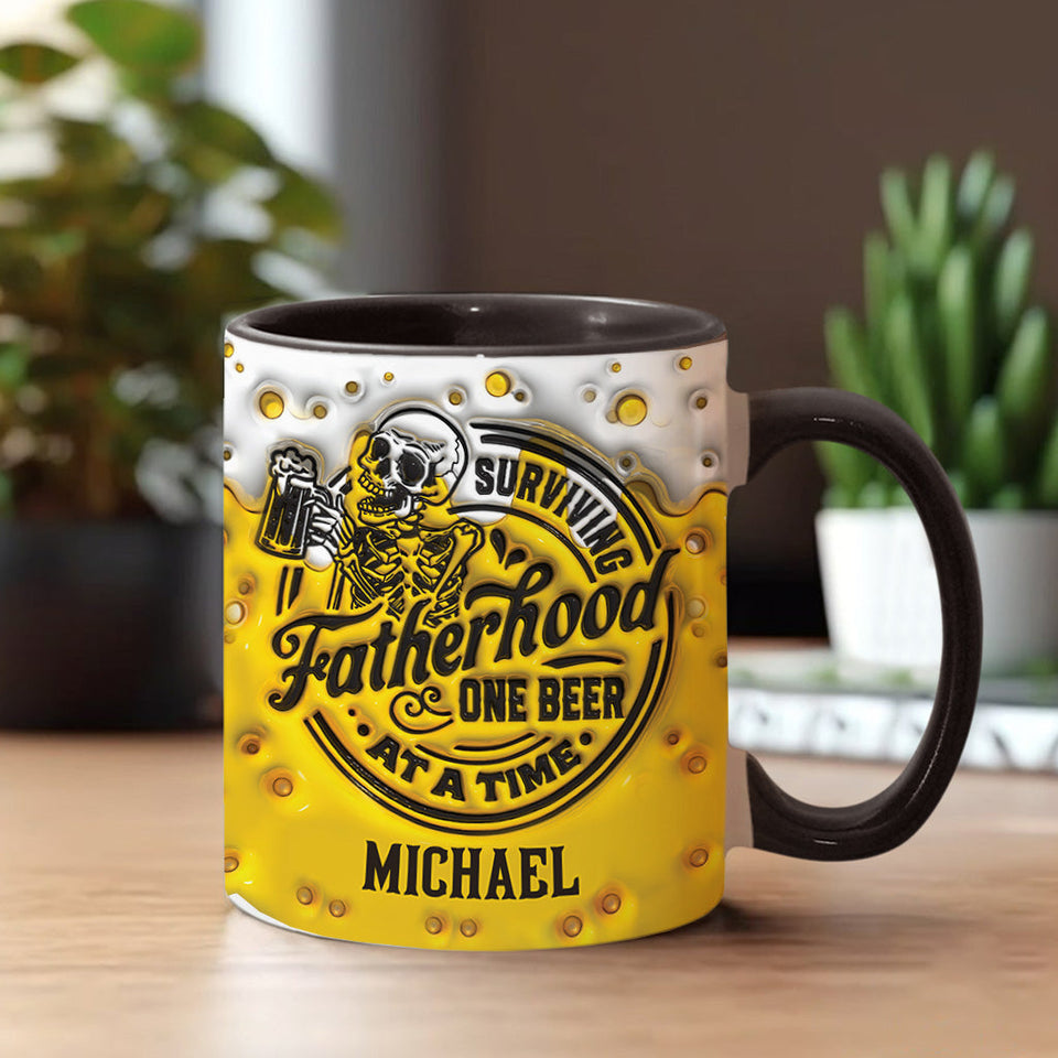 Surviving Fatherhood - Personalized Father Accent Mug