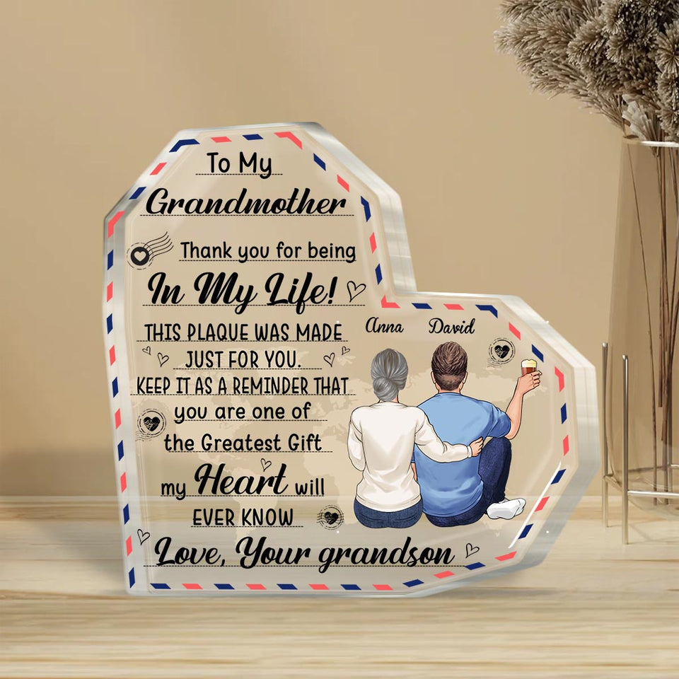 To My Grandmother - Gift for mom, grandma, aunt - Personalized Custom Shaped Acrylic Plaque