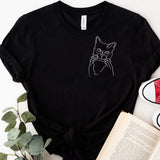 Custom Line Art - Personalized Cat Embroidered T-shirt