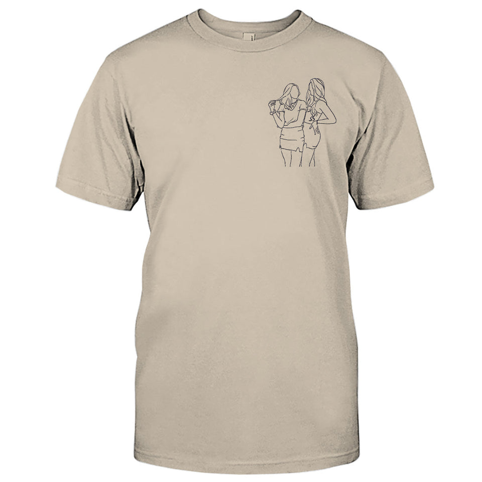 Custom Line Art - Personalized granddaughter Embroidered T-shirt