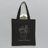 Custom Photo Line Art - Personalized granddaughter Embroidered Tote Bag