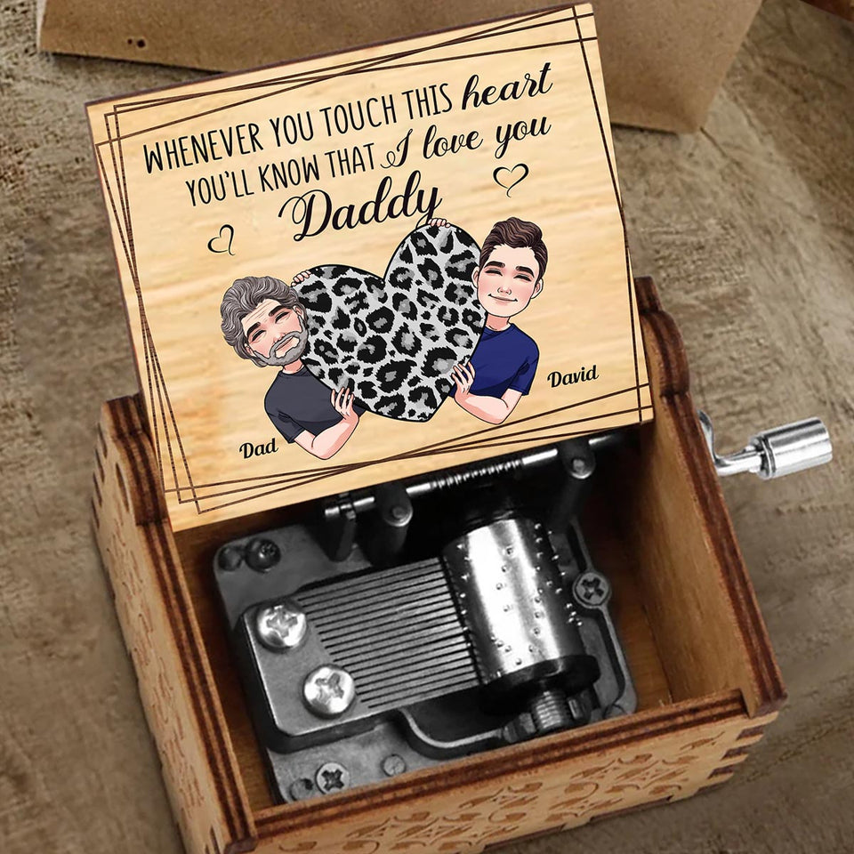 Whenever You Touch This Heart - Gift for mom, grandma, grandpa, daughter, son, granddaughter, grandson, wife, husband, dad, aunt, uncle, sister, brother - Personalized Hand Crank Music Box