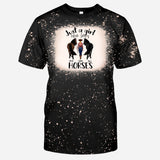 Just A Girl Who Loves Horses - Personalized Horse Bleached T-Shirt