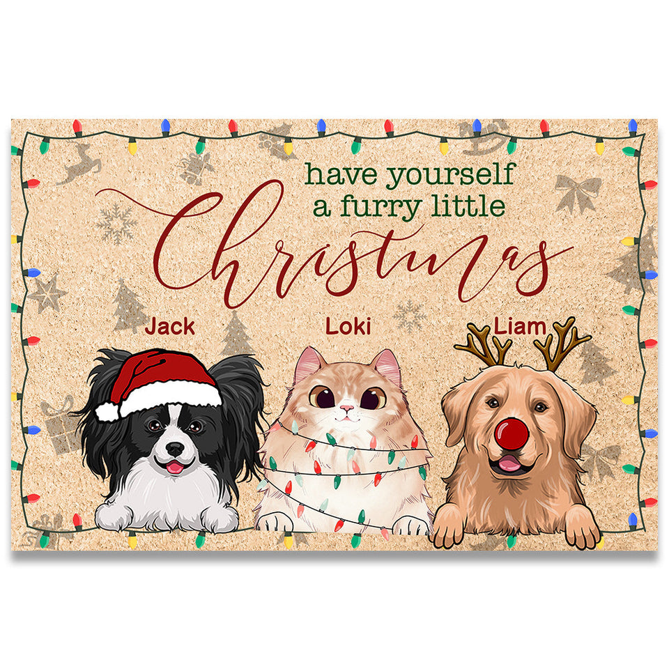 Have Yourself a Furry Little Christmas - Personalized Dog Doormat