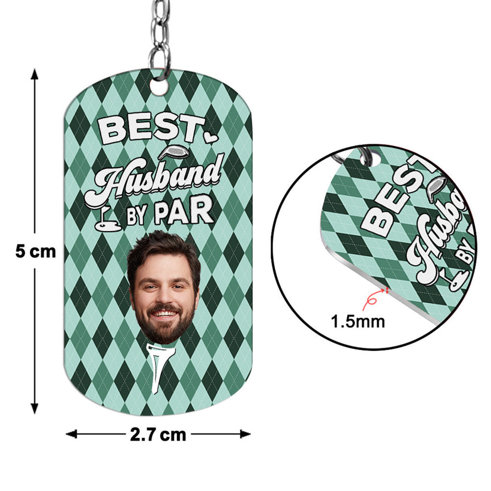 Best Dad By Par - Golf gift for dad, him, boyfriend, husband, grandpa - Personalized Stainless Steel Keychain