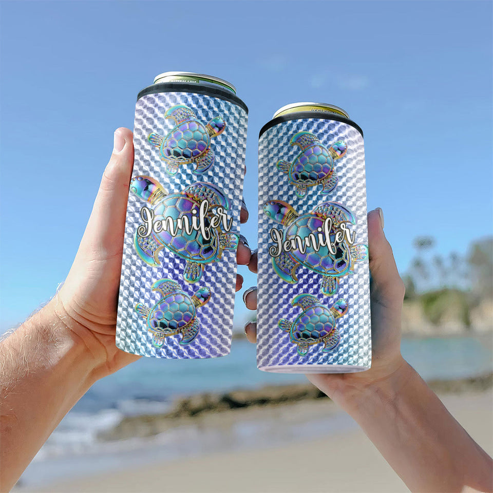 Salty Lil Beach - Personalized Turtle Can Cooler