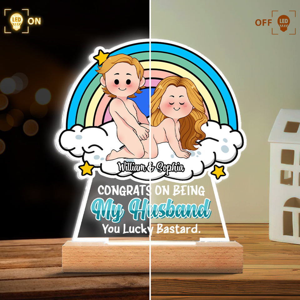 Congrats On Being My Husband - gift for husband, wife - Personalized Shaped Plaque Light Base