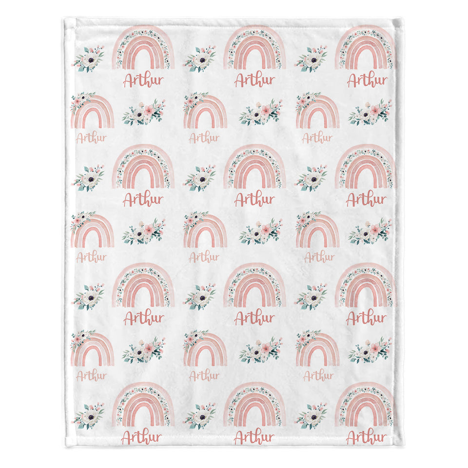 Retro Rainbow Custom Name - Personalized grandson Blanket