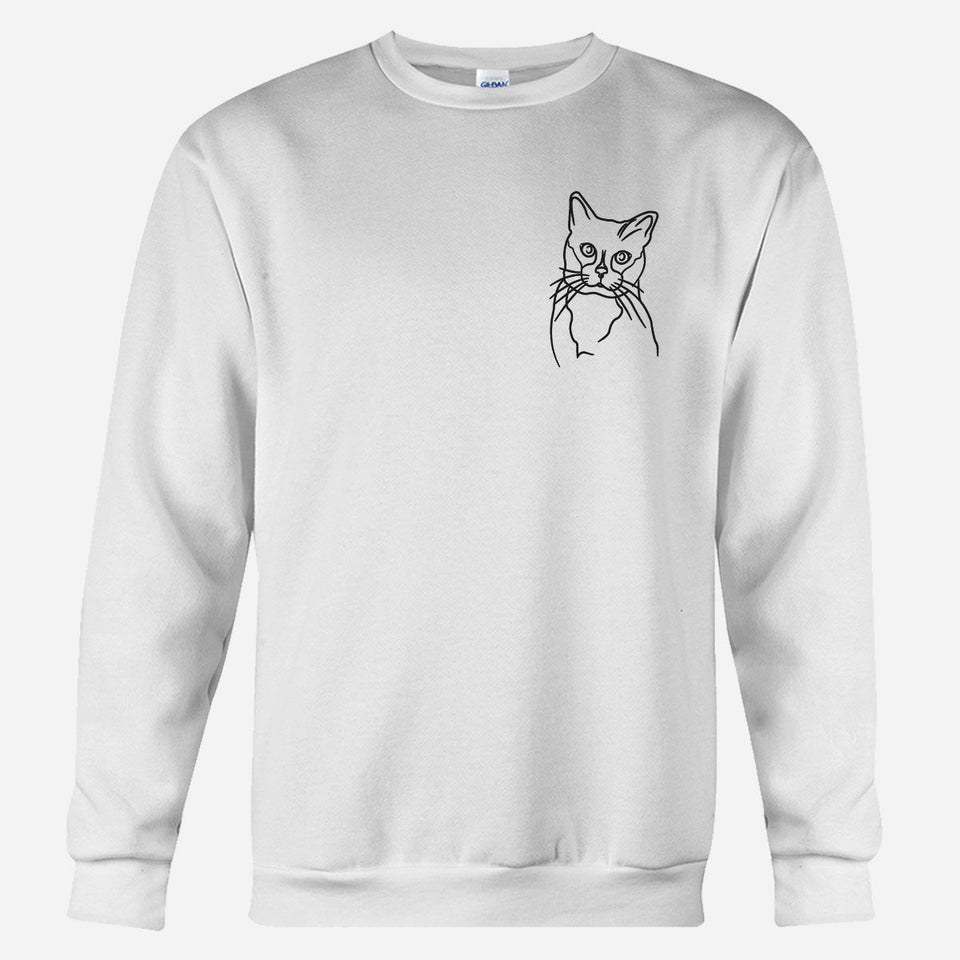Custom Line Art - Personalized Cat Embroidered Sweater